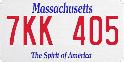 MA license plate 7KK405