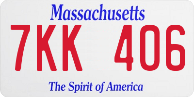 MA license plate 7KK406
