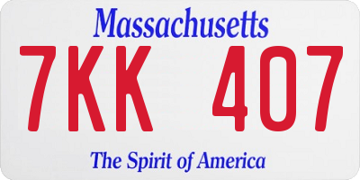 MA license plate 7KK407