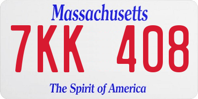 MA license plate 7KK408