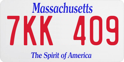 MA license plate 7KK409