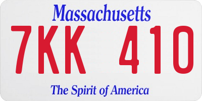 MA license plate 7KK410