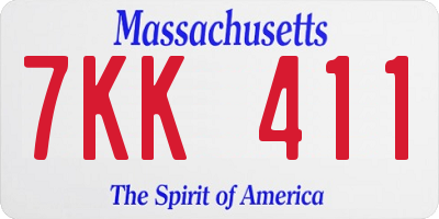 MA license plate 7KK411