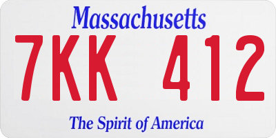MA license plate 7KK412