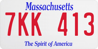 MA license plate 7KK413