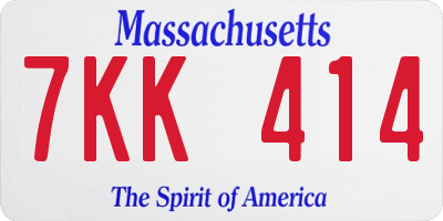 MA license plate 7KK414