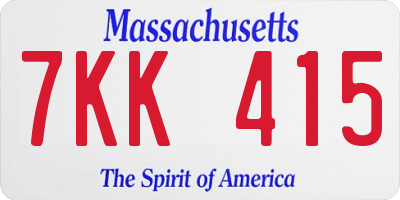 MA license plate 7KK415