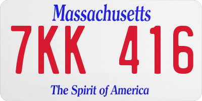 MA license plate 7KK416