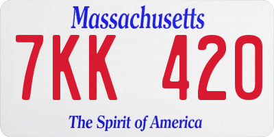MA license plate 7KK420