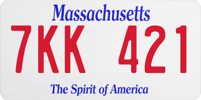 MA license plate 7KK421