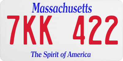 MA license plate 7KK422