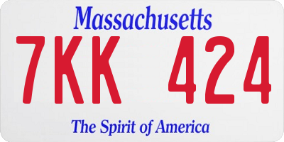 MA license plate 7KK424