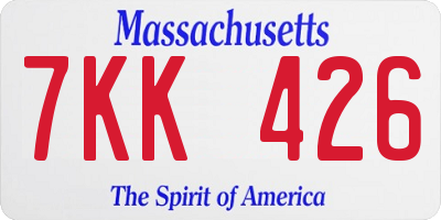 MA license plate 7KK426