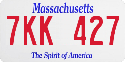 MA license plate 7KK427