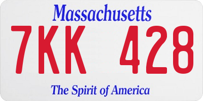 MA license plate 7KK428