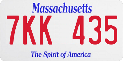 MA license plate 7KK435