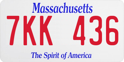 MA license plate 7KK436