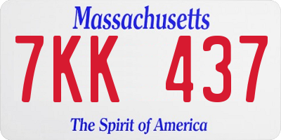 MA license plate 7KK437