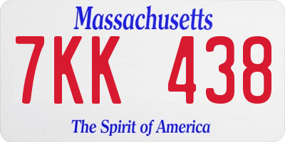 MA license plate 7KK438