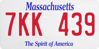 MA license plate 7KK439