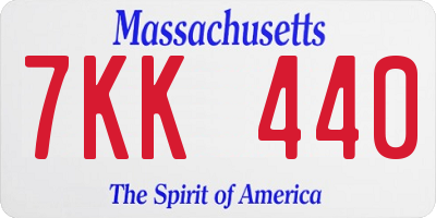 MA license plate 7KK440