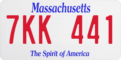 MA license plate 7KK441