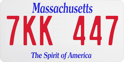 MA license plate 7KK447