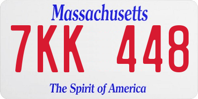 MA license plate 7KK448