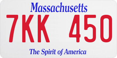 MA license plate 7KK450