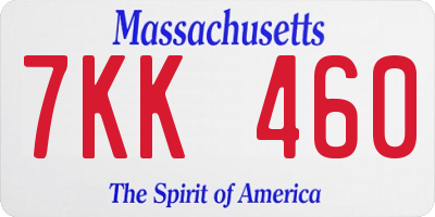MA license plate 7KK460