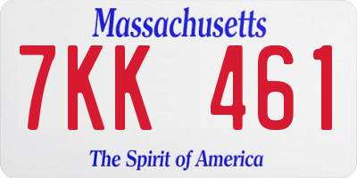 MA license plate 7KK461
