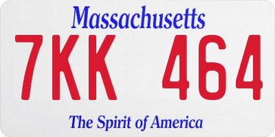 MA license plate 7KK464