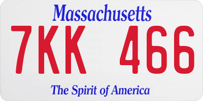 MA license plate 7KK466