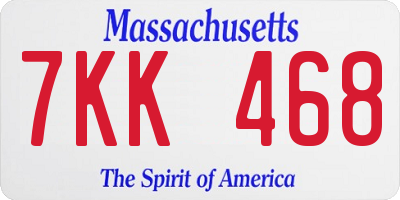 MA license plate 7KK468