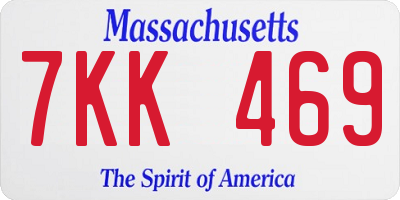 MA license plate 7KK469