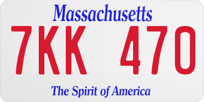 MA license plate 7KK470