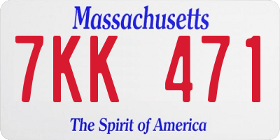 MA license plate 7KK471