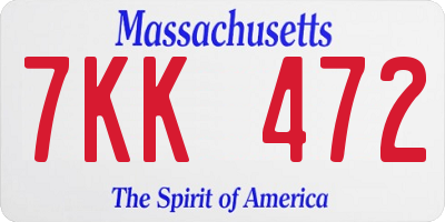 MA license plate 7KK472