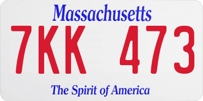 MA license plate 7KK473