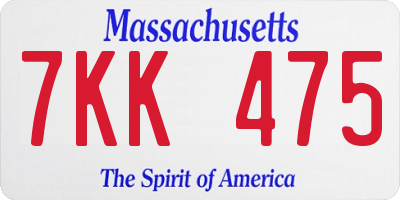 MA license plate 7KK475