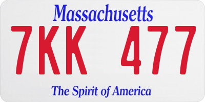 MA license plate 7KK477