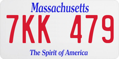 MA license plate 7KK479