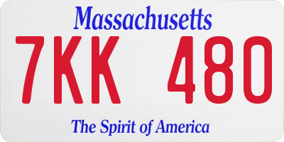 MA license plate 7KK480