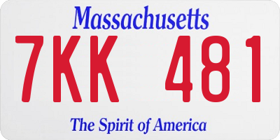 MA license plate 7KK481