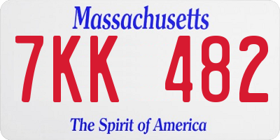 MA license plate 7KK482