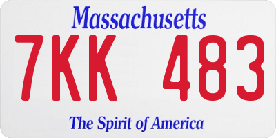 MA license plate 7KK483