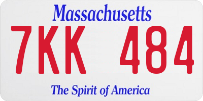 MA license plate 7KK484