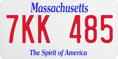 MA license plate 7KK485