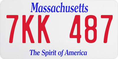 MA license plate 7KK487