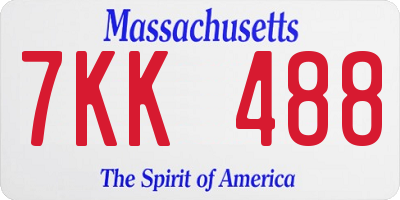 MA license plate 7KK488